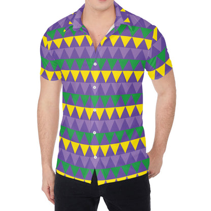 Geometric Mardi Gras Pattern Print Men's Shirt