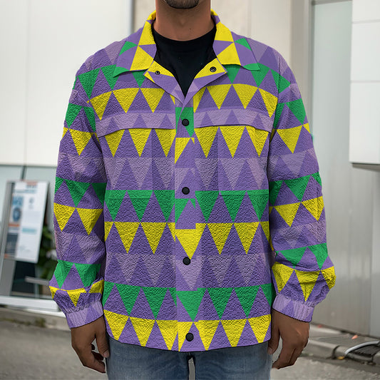 Geometric Mardi Gras Pattern Print Men's Shirt Jacket