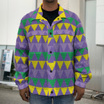 Geometric Mardi Gras Pattern Print Men's Shirt Jacket