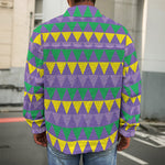 Geometric Mardi Gras Pattern Print Men's Shirt Jacket