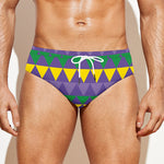 Geometric Mardi Gras Pattern Print Men's Swim Briefs