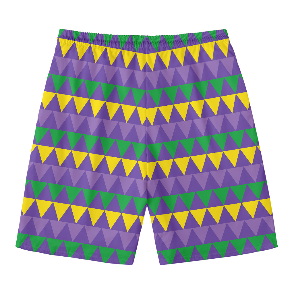 Geometric Mardi Gras Pattern Print Men's Swim Trunks