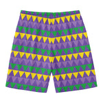 Geometric Mardi Gras Pattern Print Men's Swim Trunks