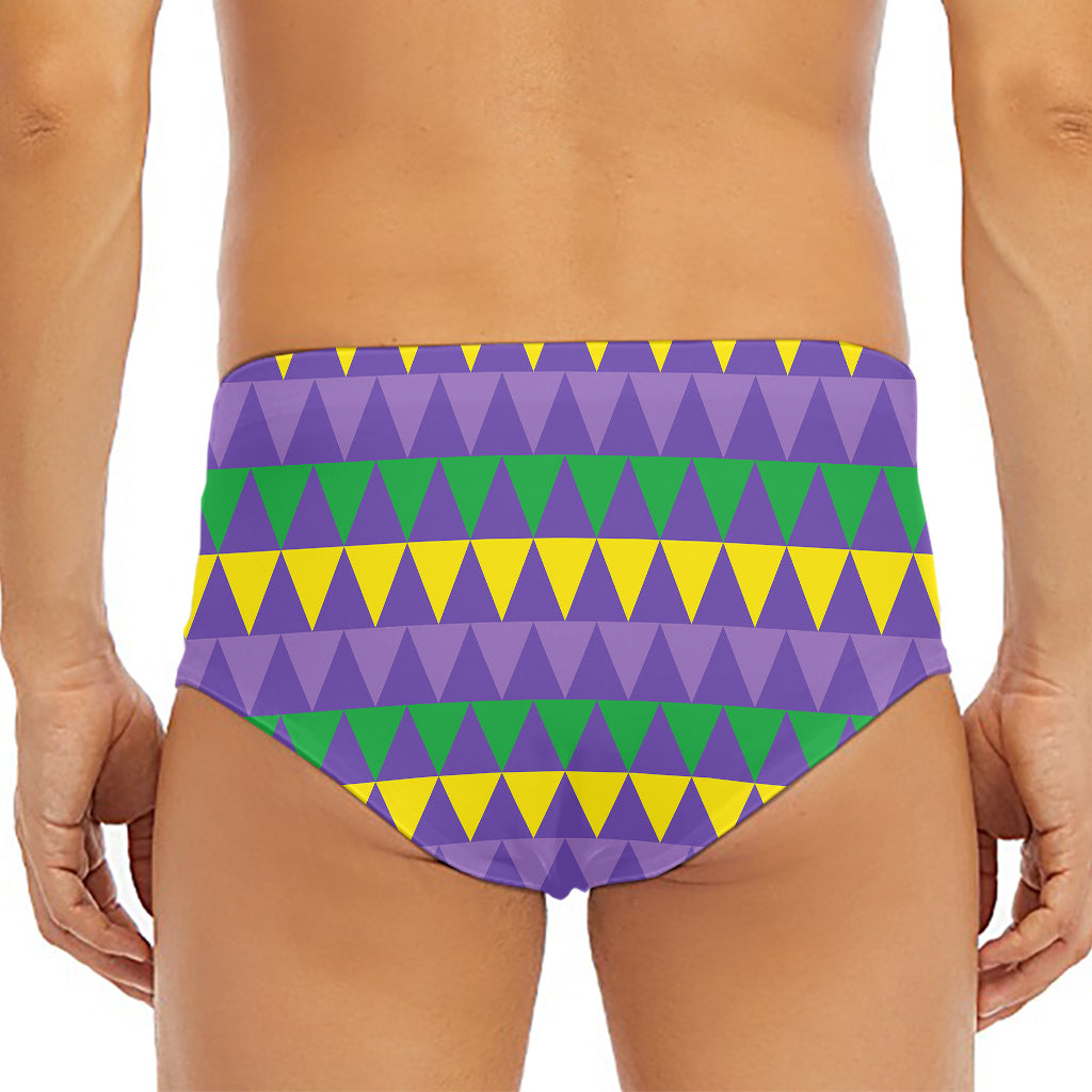 Geometric Mardi Gras Pattern Print Men's Triangle Swim Briefs