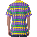 Geometric Mardi Gras Pattern Print Men's Velvet T-Shirt