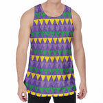 Geometric Mardi Gras Pattern Print Men's Velvet Tank Top