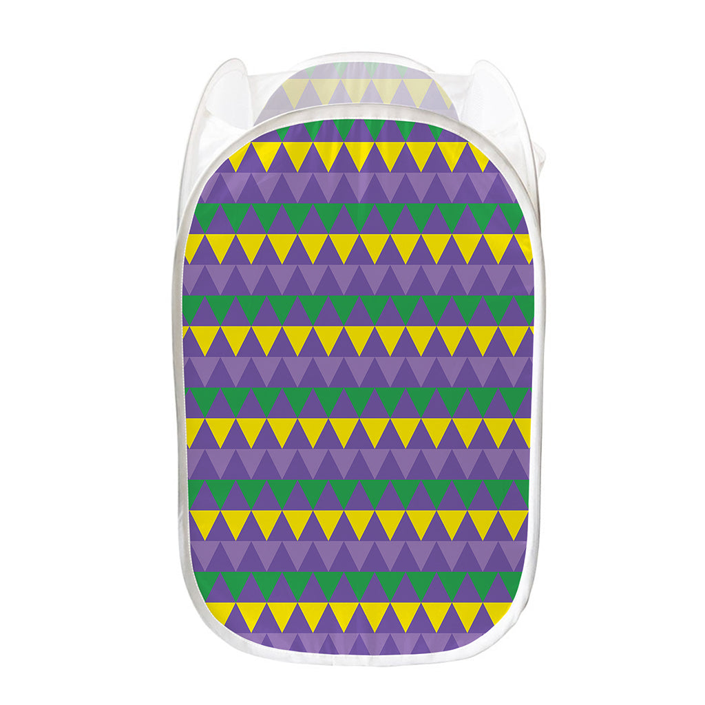 Geometric Mardi Gras Pattern Print Mesh Laundry Hamper