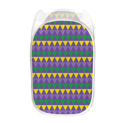 Geometric Mardi Gras Pattern Print Mesh Laundry Hamper