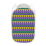 Geometric Mardi Gras Pattern Print Mesh Laundry Hamper
