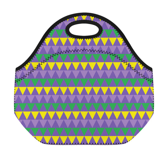 Geometric Mardi Gras Pattern Print Neoprene Lunch Bag