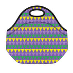 Geometric Mardi Gras Pattern Print Neoprene Lunch Bag