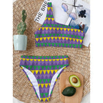 Geometric Mardi Gras Pattern Print One Shoulder Bikini Top