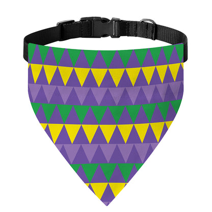 Geometric Mardi Gras Pattern Print Over The Collar Dog Bandana