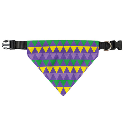 Geometric Mardi Gras Pattern Print Over The Collar Dog Bandana