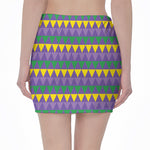Geometric Mardi Gras Pattern Print Pencil Mini Skirt