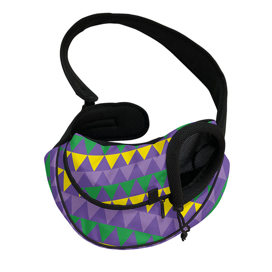 Geometric Mardi Gras Pattern Print Pet Sling Carrier