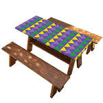 Geometric Mardi Gras Pattern Print Picnic Table Cover