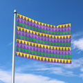 Geometric Mardi Gras Pattern Print Polyester Flag