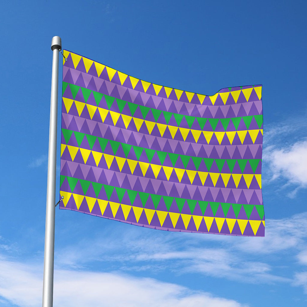 Geometric Mardi Gras Pattern Print Polyester Flag