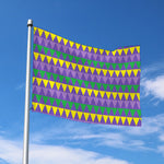Geometric Mardi Gras Pattern Print Polyester Flag