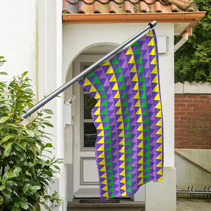 Geometric Mardi Gras Pattern Print Polyester Flag