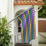 Geometric Mardi Gras Pattern Print Polyester Flag