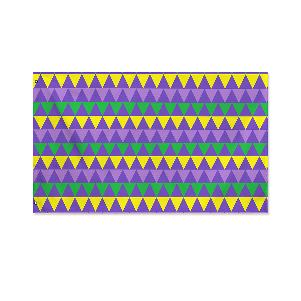 Geometric Mardi Gras Pattern Print Polyester Flag