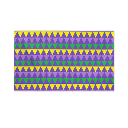 Geometric Mardi Gras Pattern Print Polyester Flag