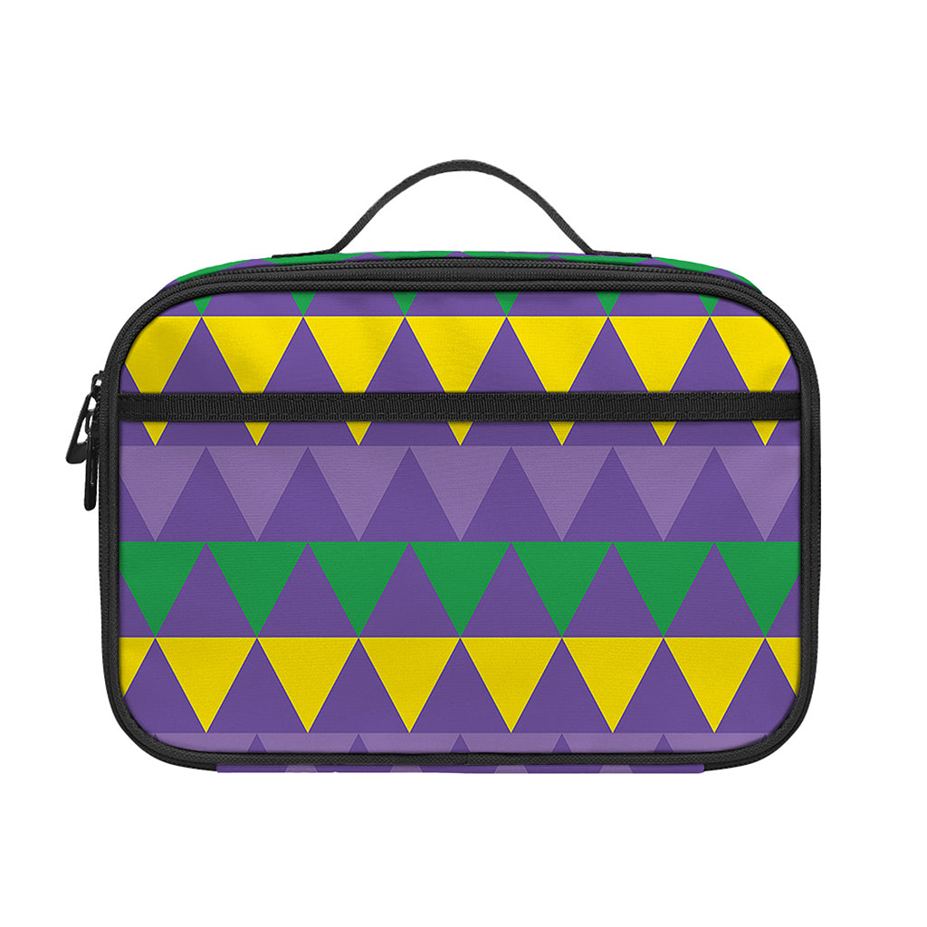 Geometric Mardi Gras Pattern Print Portable Lunch Bag