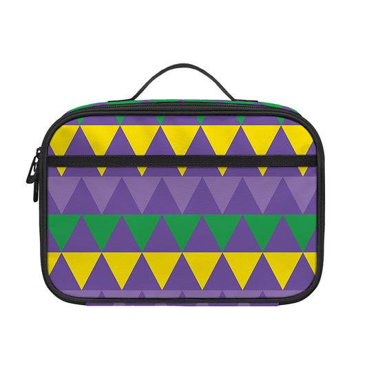 Geometric Mardi Gras Pattern Print Portable Lunch Bag