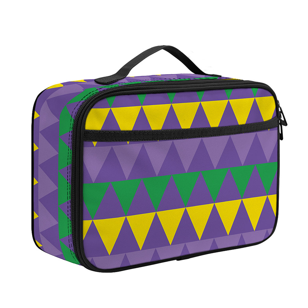 Geometric Mardi Gras Pattern Print Portable Lunch Bag