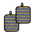 Geometric Mardi Gras Pattern Print Pot Holders