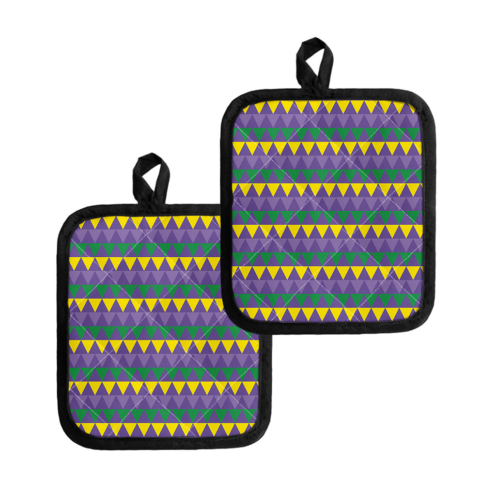 Geometric Mardi Gras Pattern Print Pot Holders