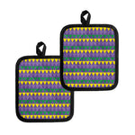 Geometric Mardi Gras Pattern Print Pot Holders