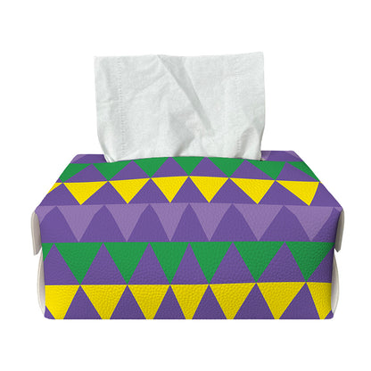 Geometric Mardi Gras Pattern Print Rectangle Tissue Box Cover