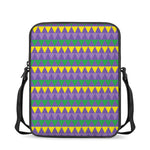 Geometric Mardi Gras Pattern Print Rectangular Crossbody Bag