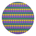 Geometric Mardi Gras Pattern Print Round Blanket