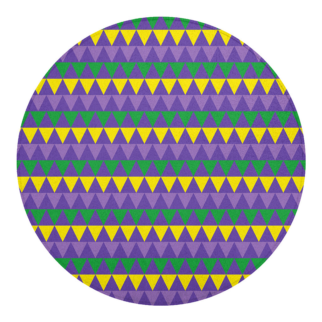 Geometric Mardi Gras Pattern Print Round Blanket