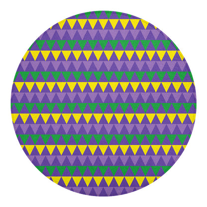 Geometric Mardi Gras Pattern Print Round Blanket