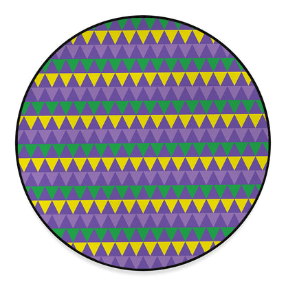 Geometric Mardi Gras Pattern Print Round Floor Mat