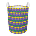Geometric Mardi Gras Pattern Print Round Laundry Basket