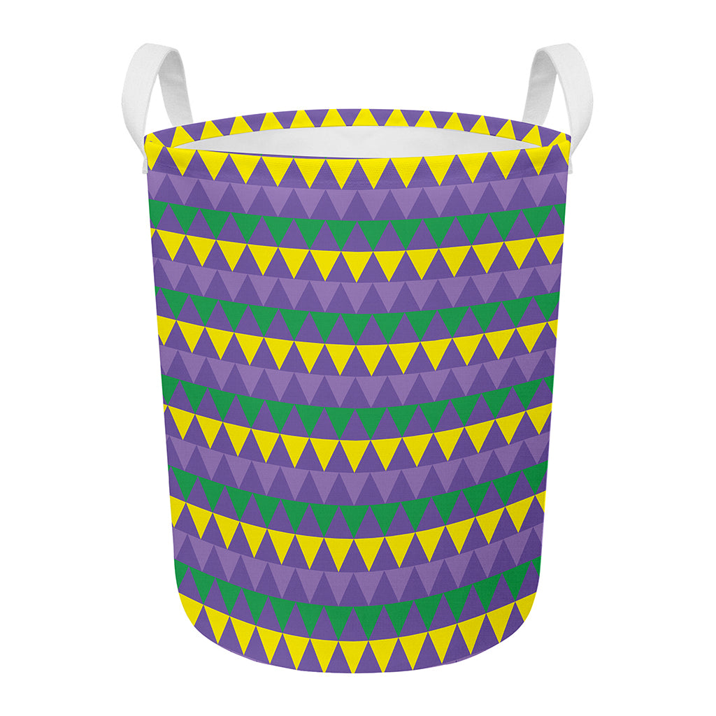 Geometric Mardi Gras Pattern Print Round Laundry Basket