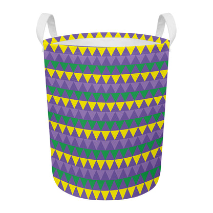 Geometric Mardi Gras Pattern Print Round Laundry Basket
