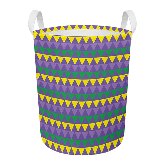 Geometric Mardi Gras Pattern Print Round Laundry Basket