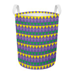 Geometric Mardi Gras Pattern Print Round Laundry Basket