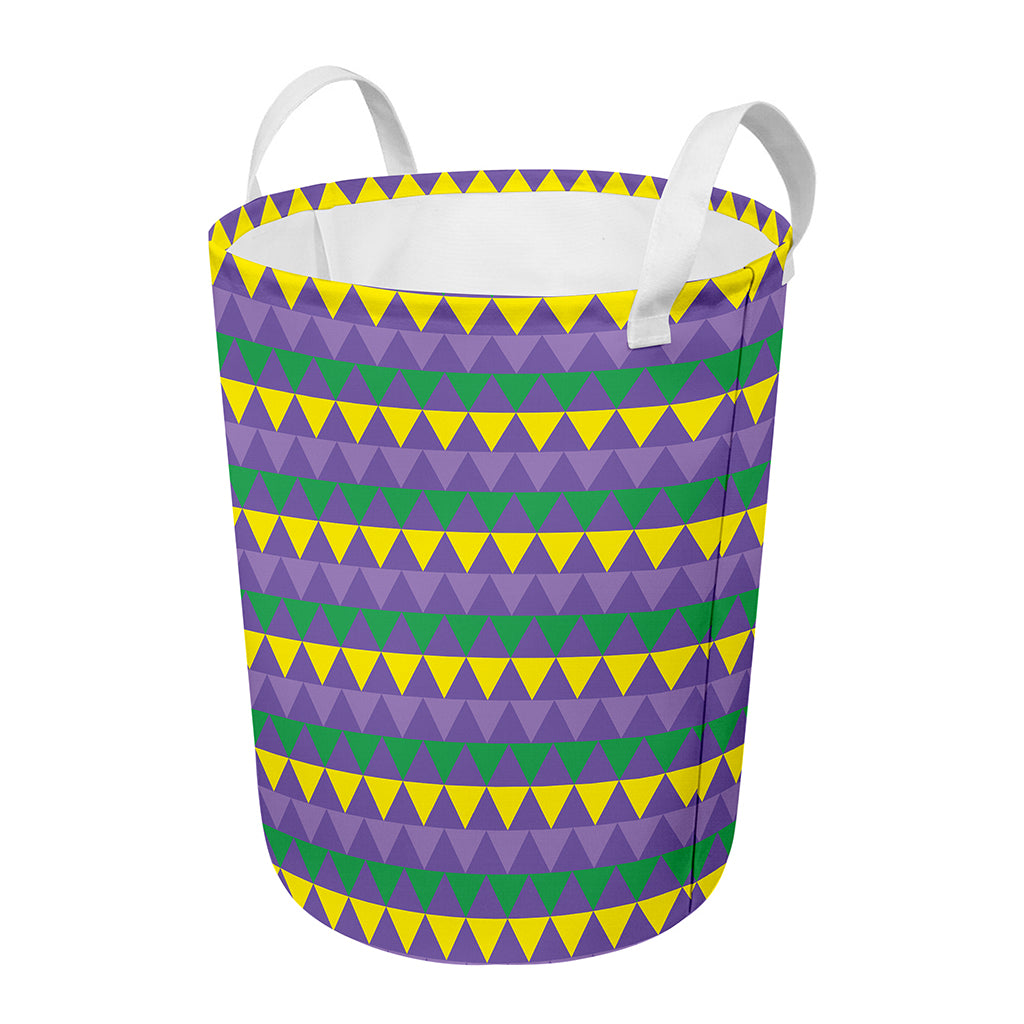 Geometric Mardi Gras Pattern Print Round Laundry Basket