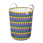 Geometric Mardi Gras Pattern Print Round Laundry Basket