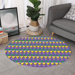 Geometric Mardi Gras Pattern Print Round Rug
