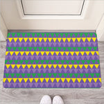 Geometric Mardi Gras Pattern Print Rubber Doormat