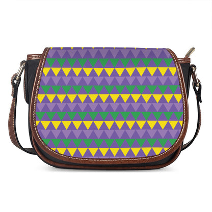 Geometric Mardi Gras Pattern Print Saddle Bag